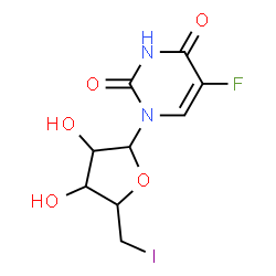 ChemSpider 2D Image | 1-(5-Deoxy-5-iodopentofuranosyl)-5-fluoro-2,4(1H,3H)-pyrimidinedione | C9H10FIN2O5