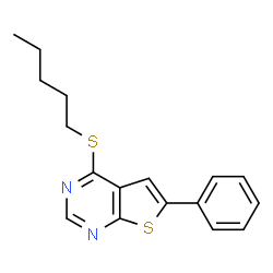 ChemSpider 2D Image | 4-(Pentylsulfanyl)-6-phenylthieno[2,3-d]pyrimidine | C17H18N2S2