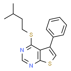 ChemSpider 2D Image | 4-[(3-Methylbutyl)sulfanyl]-5-phenylthieno[2,3-d]pyrimidine | C17H18N2S2