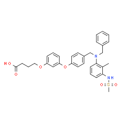 ChemSpider 2D Image | 4-(3-{4-[(Benzyl{2-methyl-3-[(methylsulfonyl)amino]phenyl}amino)methyl]phenoxy}phenoxy)butanoic acid | C32H34N2O6S