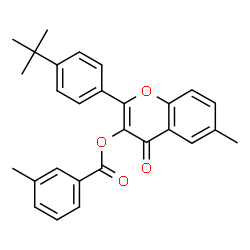 ChemSpider 2D Image | 6-Methyl-2-[4-(2-methyl-2-propanyl)phenyl]-4-oxo-4H-chromen-3-yl 3-methylbenzoate | C28H26O4