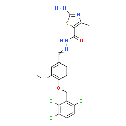 ChemSpider 2D Image | 2-Amino-N'-{3-methoxy-4-[(2,3,6-trichlorobenzyl)oxy]benzylidene}-4-methyl-1,3-thiazole-5-carbohydrazide | C20H17Cl3N4O3S