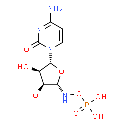 ChemSpider 2D Image | [[(2S,3S,4R,5R)-5-(4-amino-2-oxo-pyrimidin-1-yl)-3,4-dihydroxy-tetrahydrofuran-2-yl]amino] dihydrogen phosphate | C8H13N4O8P