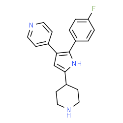 ChemSpider 2D Image | 4-[2-(4-Fluorophenyl)-5-(4-piperidinyl)-1H-pyrrol-3-yl]pyridine | C20H20FN3