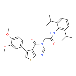 ChemSpider 2D Image | N-(2,6-Diisopropylphenyl)-2-[5-(3,4-dimethoxyphenyl)-4-oxothieno[2,3-d]pyrimidin-3(4H)-yl]acetamide | C28H31N3O4S