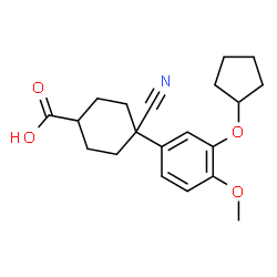 ChemSpider 2D Image | 4-Cyano-4-[3-(cyclopentyloxy)-4-methoxyphenyl]cyclohexanecarboxylic acid | C20H25NO4