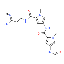 ChemSpider 2D Image | N-(5-{[(3Z)-3-Amino-3-iminopropyl]carbamoyl}-1-methyl-1H-pyrrol-3-yl)-4-formamido-1-methyl-1H-pyrrole-2-carboxamide | C16H21N7O3