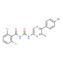 ChemSpider 2D Image | N-{[5-(4-Bromophenyl)-6-methyl-2-pyrazinyl]carbamoyl}-2,6-dichlorobenzamide | C19H13BrCl2N4O2