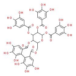 ChemSpider 2D Image | 2,3,4,5,6,7-Hexahydroxy-9,17-dioxo-9,11,11a,13,14,15,15a,17-octahydrodibenzo[g,i]pyrano[3,2-b][1,5]dioxacycloundecine-13,14,15-triyl tris(3,4,5-trihydroxybenzoate) | C41H30O26