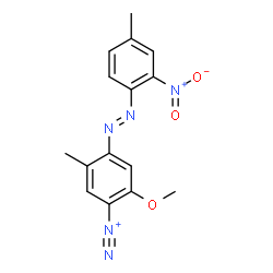 ChemSpider 2D Image | 2-Methoxy-5-methyl-4-((4-methyl-2-nitrophenyl)azo)benzenediazonium | C15H14N5O3