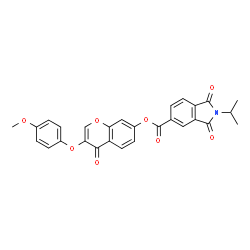 ChemSpider 2D Image | 3-(4-Methoxyphenoxy)-4-oxo-4H-chromen-7-yl 2-isopropyl-1,3-dioxo-5-isoindolinecarboxylate | C28H21NO8