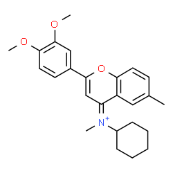 ChemSpider 2D Image | (4Z)-N-Cyclohexyl-2-(3,4-dimethoxyphenyl)-N,6-dimethyl-4H-chromen-4-iminium | C25H30NO3