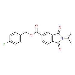 ChemSpider 2D Image | 4-Fluorobenzyl 2-isopropyl-1,3-dioxo-5-isoindolinecarboxylate | C19H16FNO4