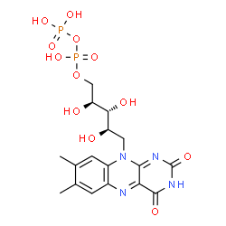 ChemSpider 2D Image | 5-Deoxy-5-(7,8-dimethyl-2,4-dioxo-3,4-dihydrobenzo[g]pteridin-10(2H)-yl)-1-O-[hydroxy(phosphonooxy)phosphoryl]-D-ribitol | C17H22N4O12P2