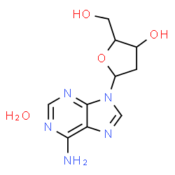 ChemSpider 2D Image | 5-(6-aminopurin-9-yl)-2-(hydroxymethyl)tetrahydrofuran-3-ol hydrate | C10H15N5O4
