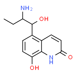 ChemSpider 2D Image | 5-(2-Amino-1-hydroxybutyl)-8-hydroxy-2(1H)-quinolinone | C13H16N2O3