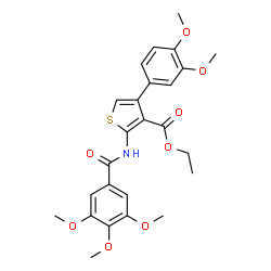 ChemSpider 2D Image | Ethyl 4-(3,4-dimethoxyphenyl)-2-[(3,4,5-trimethoxybenzoyl)amino]-3-thiophenecarboxylate | C25H27NO8S