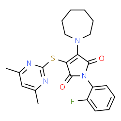 ChemSpider 2D Image | 3-(1-Azepanyl)-4-[(4,6-dimethyl-2-pyrimidinyl)sulfanyl]-1-(2-fluorophenyl)-1H-pyrrole-2,5-dione | C22H23FN4O2S