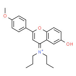 ChemSpider 2D Image | 6-Hydroxy-2-(4-methoxyphenyl)-N,N-dipropyl-4H-chromen-4-iminium | C22H26NO3