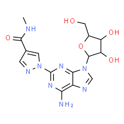 ChemSpider 2D Image | 2-[4-(Methylcarbamoyl)-1H-pyrazol-1-yl]-9-pentofuranosyl-9H-purin-6-amine | C15H18N8O5