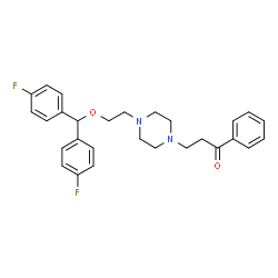 ChemSpider 2D Image | 3-(4-{2-[Bis(4-fluorophenyl)methoxy]ethyl}-1-piperazinyl)-1-phenyl-1-propanone | C28H30F2N2O2