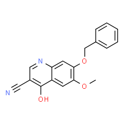 ChemSpider 2D Image | 7-(Benzyloxy)-4-hydroxy-6-methoxychinolin-3-carbonitril | C18H14N2O3
