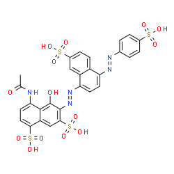 ChemSpider 2D Image | 4-Acetamido-5-hydroxy-6-[(E)-{7-sulfo-4-[(E)-(4-sulfophenyl)diazenyl]-1-naphthyl}diazenyl]-1,7-naphthalenedisulfonic acid | C28H21N5O14S4
