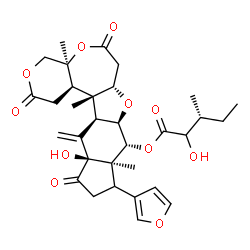 ChemSpider 2D Image | (4aS,7aS,8aR,9R,9aR,12aS,13aR,13bR,13cR)-10-(3-Furyl)-12a-hydroxy-4a,9a,13b-trimethyl-13-methylene-2,6,12-trioxohexadecahydro-2H,6H-indeno[5',6':4,5]furo[3,2-d]pyrano[3,4-b]oxepin-9-yl (3R)-2-hydroxy-
3-methylpentanoate | C32H40O11