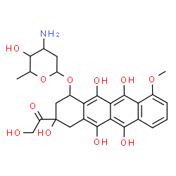ChemSpider 2D Image | 3-Glycoloyl-3,5,6,11,12-pentahydroxy-10-methoxy-1,2,3,4-tetrahydro-1-tetracenyl 3-amino-2,3,6-trideoxyhexopyranoside | C27H31NO11