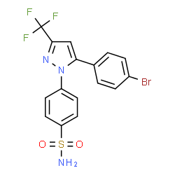 ChemSpider 2D Image | 1-phenylsulfonamide-3-trifluoromethyl-5-parabromophenylpyrazole | C16H11BrF3N3O2S
