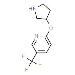 ChemSpider 2D Image | 2-(3-Pyrrolidinyloxy)-5-(trifluoromethyl)pyridine | C10H11F3N2O