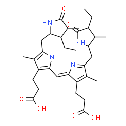 ChemSpider 2D Image | 3,18-diethyl-2,7,13,17-tetramethyl-1,19-dioxo-1,2,3,4,5,15,16,17,18,19,22,24-dodecahydro-21H-biline-8,12-dipropanoic acid | C33H46N4O6