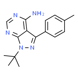 ChemSpider 2D Image | 4-Amino-5-(methylphenyl)-7-(t-butyl)pyrazolo-(3,4-d)pyrimidine | C16H19N5