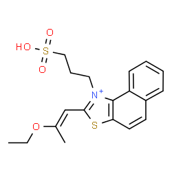 ChemSpider 2D Image | 2-[(1E)-2-Ethoxy-1-propen-1-yl]-1-(3-sulfopropyl)naphtho[1,2-d][1,3]thiazol-1-ium | C19H22NO4S2