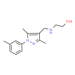ChemSpider 2D Image | 2-({[3,5-dimethyl-1-(3-methylphenyl)pyrazol-4-yl]methyl}amino)ethanol | C15H21N3O