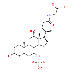 ChemSpider 2D Image | N-[(3a,5b,7a,12a)-3,12-dihydroxy-24-oxo-7-(sulfooxy)cholan-24-yl]-Glycine | C26H43NO9S