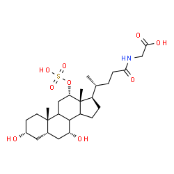 ChemSpider 2D Image | N-[(3a,5b,7a,12a)-3,7-dihydroxy-24-oxo-12-(sulfooxy)cholan-24-yl]-Glycine | C26H43NO9S