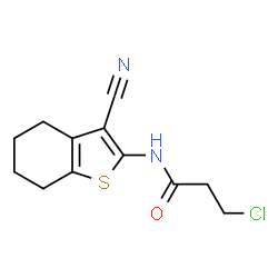 ChemSpider 2D Image | 3-chloro-N-(3-cyano-4,5,6,7-tetrahydro-1-benzothien-2-yl)propanamide | C12H13ClN2OS