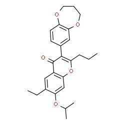 ChemSpider 2D Image | 3-(3,4-Dihydro-2H-1,5-benzodioxepin-7-yl)-6-ethyl-7-isopropoxy-2-propyl-4H-chromen-4-one | C26H30O5