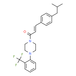 ChemSpider 2D Image | (2E)-3-(4-Isobutylphenyl)-1-{4-[2-(trifluoromethyl)phenyl]-1-piperazinyl}-2-propen-1-one | C24H27F3N2O