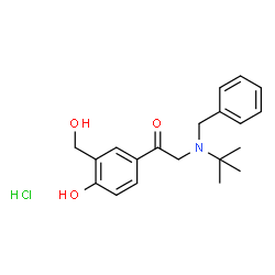 ChemSpider 2D Image | 2-[Benzyl(2-methyl-2-propanyl)amino]-1-[4-hydroxy-3-(hydroxymethyl)phenyl]ethanone hydrochloride (1:1) | C20H26ClNO3