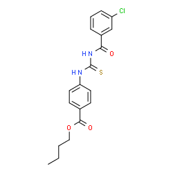 ChemSpider 2D Image | Butyl 4-{[(3-chlorobenzoyl)carbamothioyl]amino}benzoate | C19H19ClN2O3S