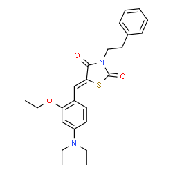 ChemSpider 2D Image | (5Z)-5-[4-(Diethylamino)-2-ethoxybenzylidene]-3-(2-phenylethyl)-1,3-thiazolidine-2,4-dione | C24H28N2O3S
