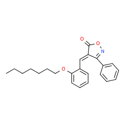 ChemSpider 2D Image | 4-(2-Heptyloxy-benzylidene)-3-phenyl-4H-isoxazol-5-one | C23H25NO3