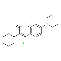 ChemSpider 2D Image | 4-Chloro-3-cyclohexyl-7-diethylamino-chromen-2-one | C19H24ClNO2