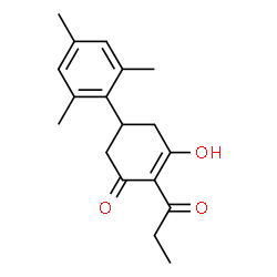 ChemSpider 2D Image | 3-Hydroxy-5-mesityl-2-propionyl-2-cyclohexen-1-one | C18H22O3
