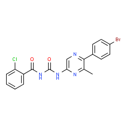 ChemSpider 2D Image | N-{[5-(4-Bromophenyl)-6-methyl-2-pyrazinyl]carbamoyl}-2-chlorobenzamide | C19H14BrClN4O2