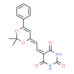 ChemSpider 2D Image | 5-[(2Z)-2-(2,2-Dimethyl-6-phenyl-4H-1,3-dioxin-4-ylidene)ethylidene]-2,4,6(1H,3H,5H)-pyrimidinetrione | C18H16N2O5