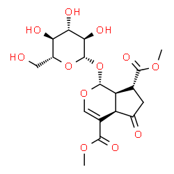ChemSpider 2D Image | Dimethyl (1R,4aR,7R,7aR)-1-(beta-D-glucopyranosyloxy)-5-oxo-1,4a,5,6,7,7a-hexahydrocyclopenta[c]pyran-4,7-dicarboxylate | C18H24O12