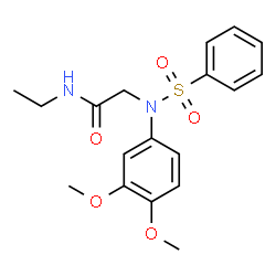 ChemSpider 2D Image | N~2~-(3,4-Dimethoxyphenyl)-N-ethyl-N~2~-(phenylsulfonyl)glycinamide | C18H22N2O5S